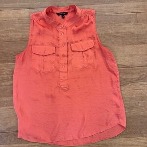 Darjoni coral button front sleeveless blouse shirt top size large L
 b35